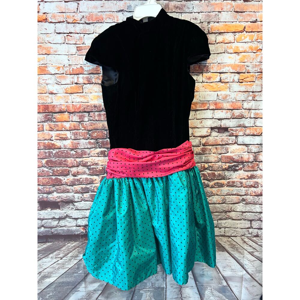 Vintage Evenings by Pantagis black 80’s puffy velvet tulle pink black women 5-6